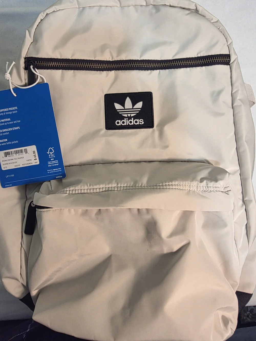 ​New With Tags Adidas Originals National Plus Backpack - Alumina Beige / Black